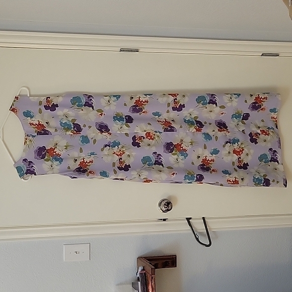 VTG JUDITH HART 1990s Fairycore Lavendar Floral Chiffon Maxi Tank Dress - Picture 4 of 6